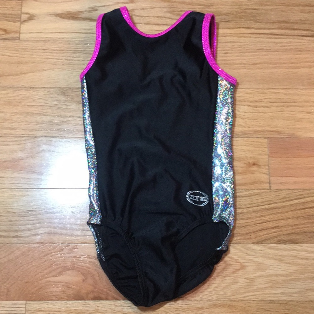 Girls Youth medium dance wear suit blk pnk zone